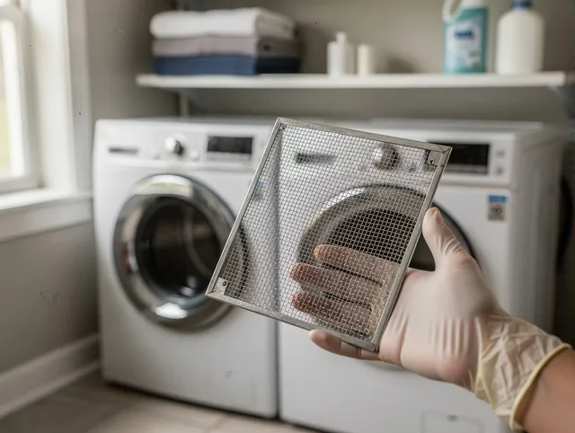 Acushnet Dryer Vent Cleaning specialist performing detailed lint trap cleaning service in Acushnet